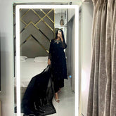 Elegant Black Satin Kurta Set with Embroidery Work & Sequined Dupatta